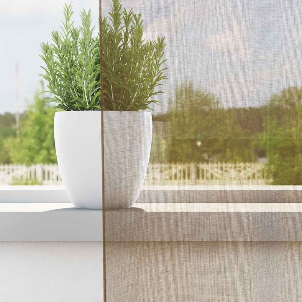 Cortinas de voile com ilhós 2 pcs castanho-claro