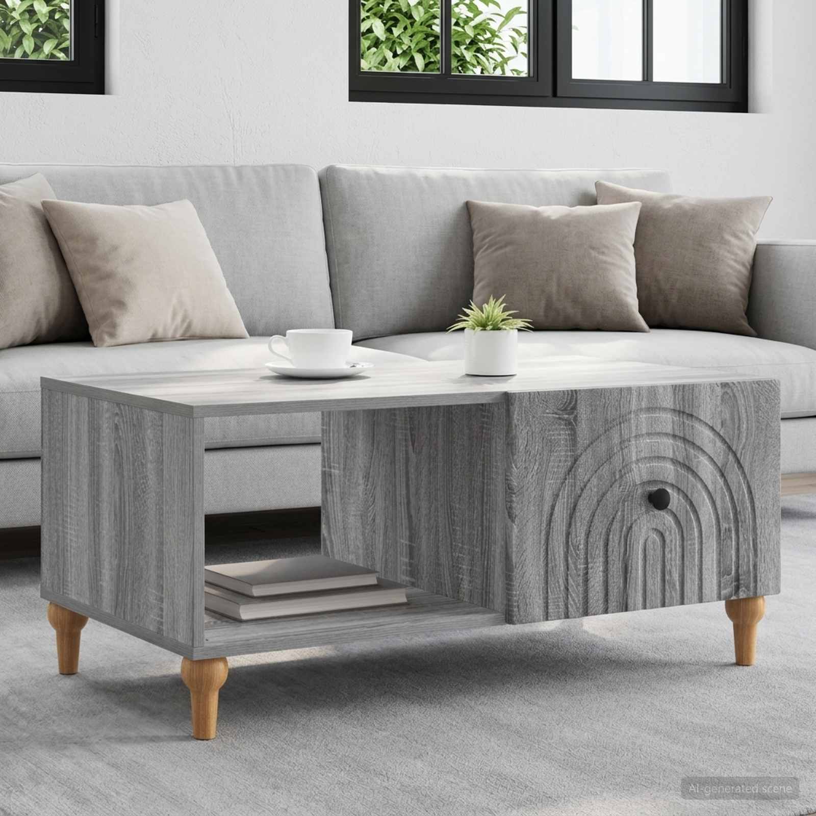 Mesa de centro sonoma cinzento 90 x 50 x 40 cm
