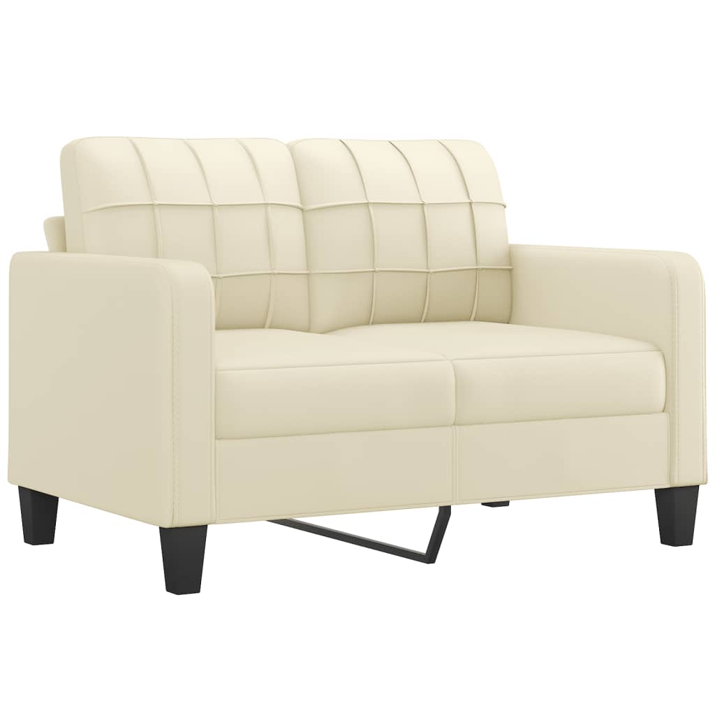 3 Pcs conjunto de sofás com almofadas couro artificial creme