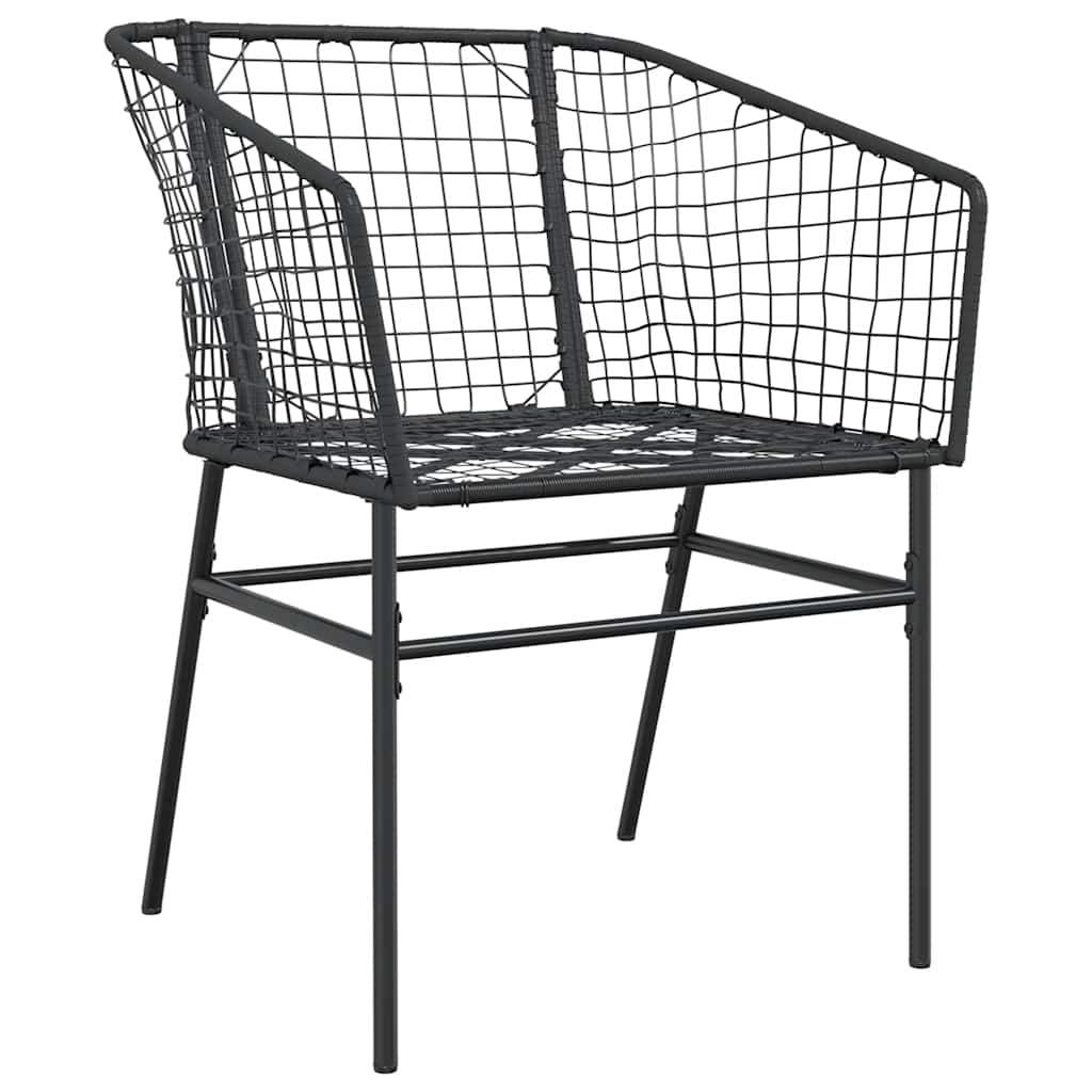Conjunto de jantar jardim 5 peças vidro vime PE preto