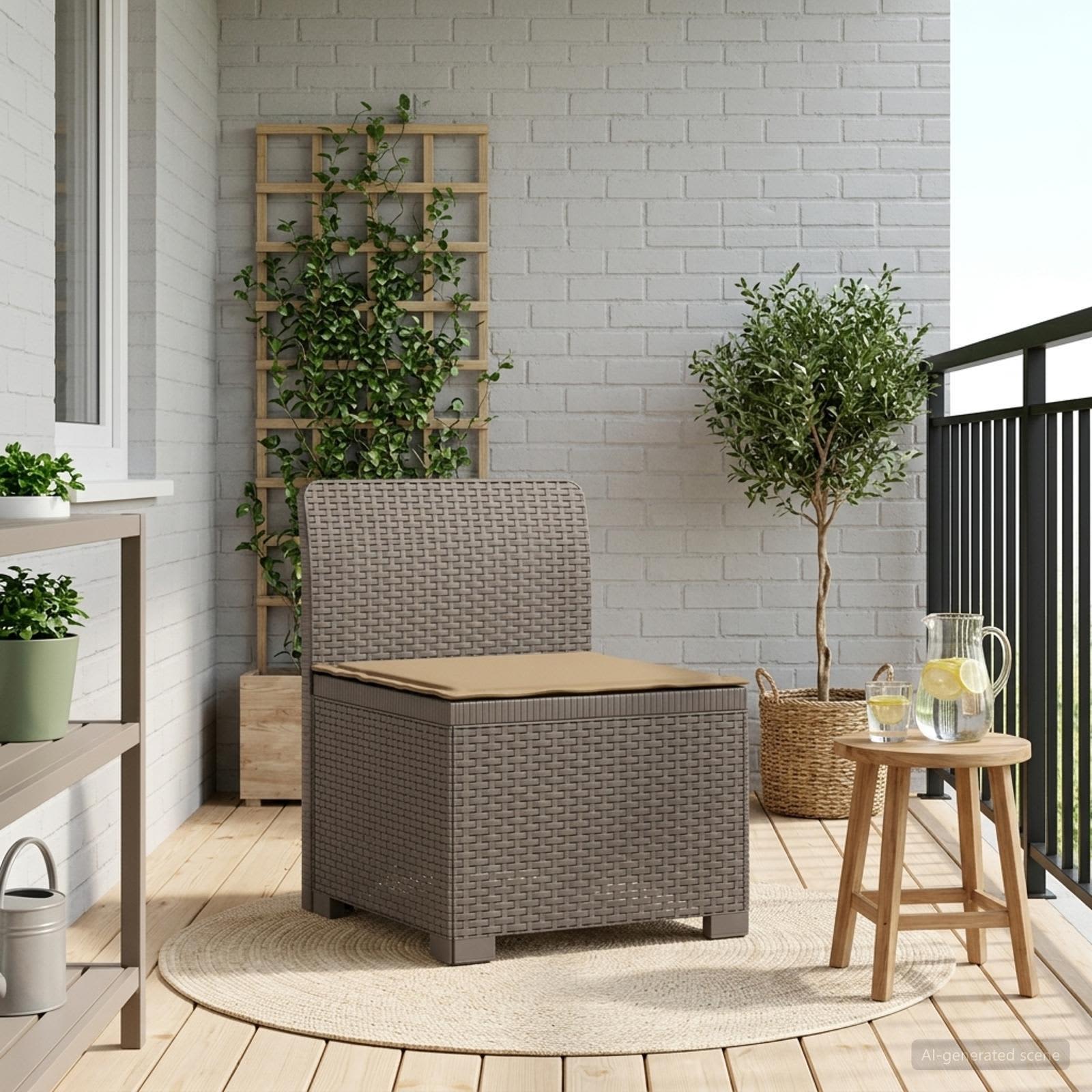 Sofá de jardim 1 lugar com almofada look rattan PP