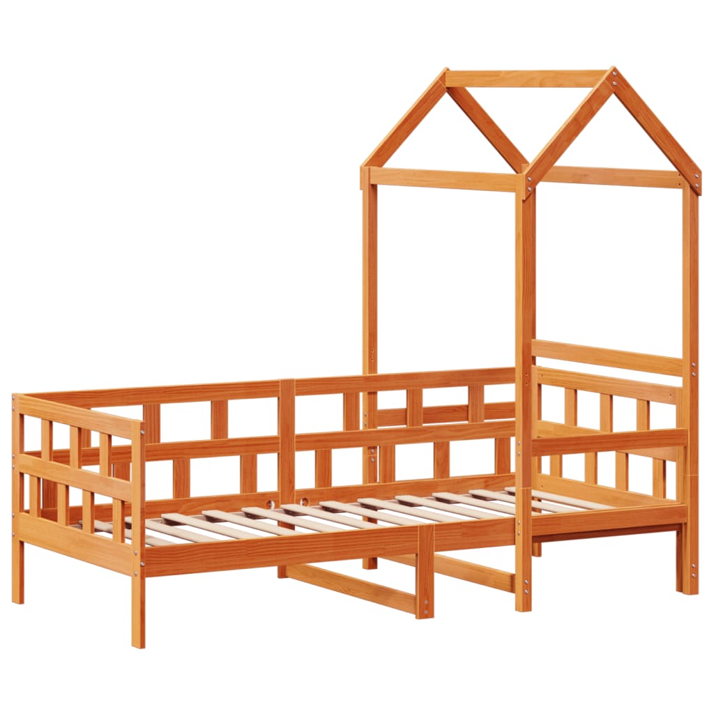 Sofá-cama com telhado 90x200 cm pinho maciço castanho-mel