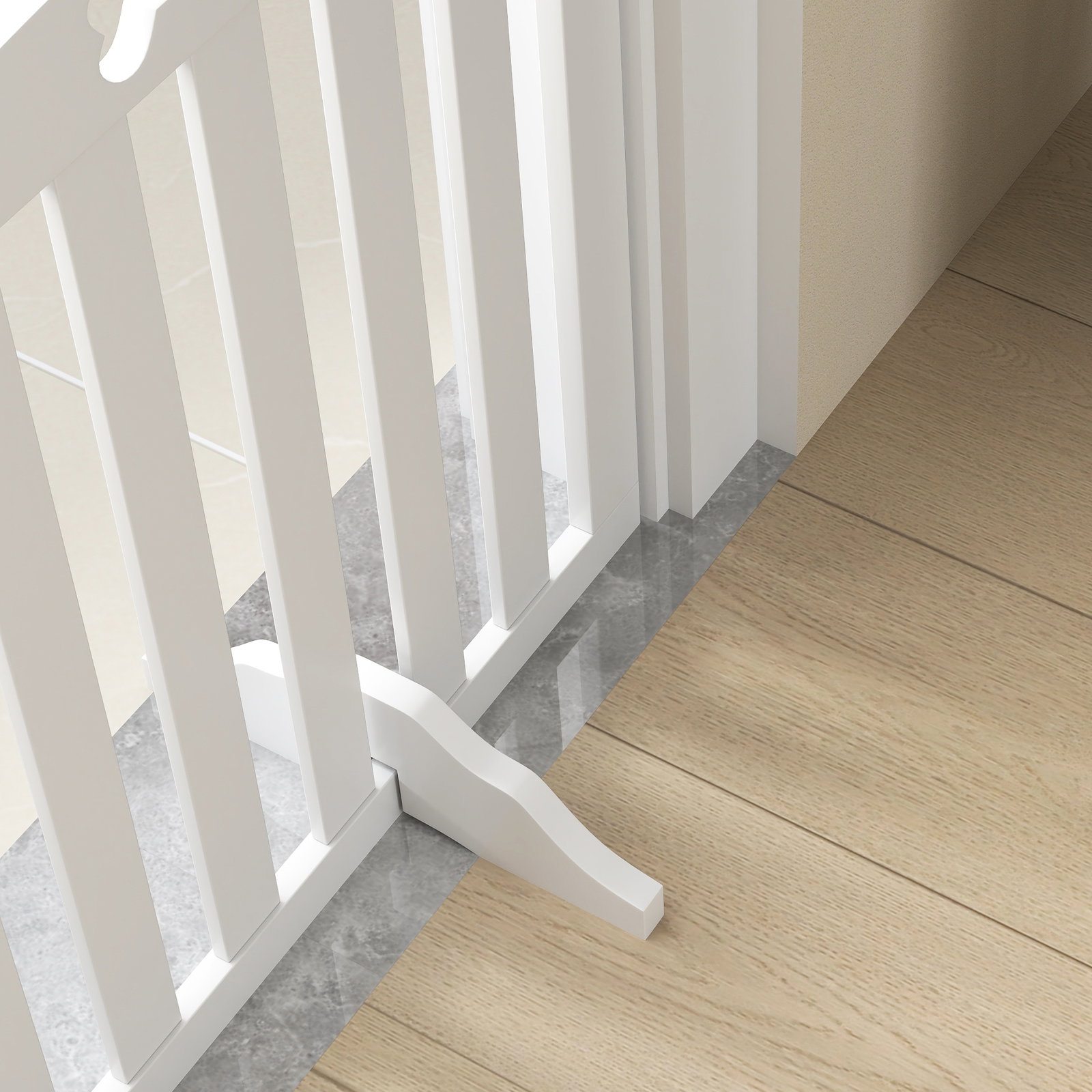 Barreira de segurança para cães pequenos e médios 207,5x30x61 cm dobrável com pés amovíveis para escada corredor branco
