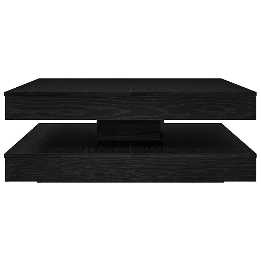 Mesa de centro giratória 360 graus carvalho preto 90x90x34,5 cm