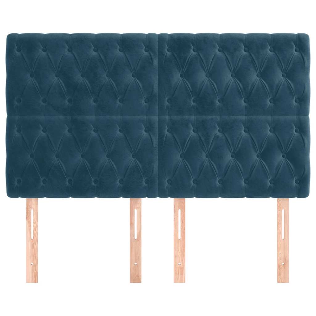 Cabeceira azul escuro 160x7x118/128 cm veludo