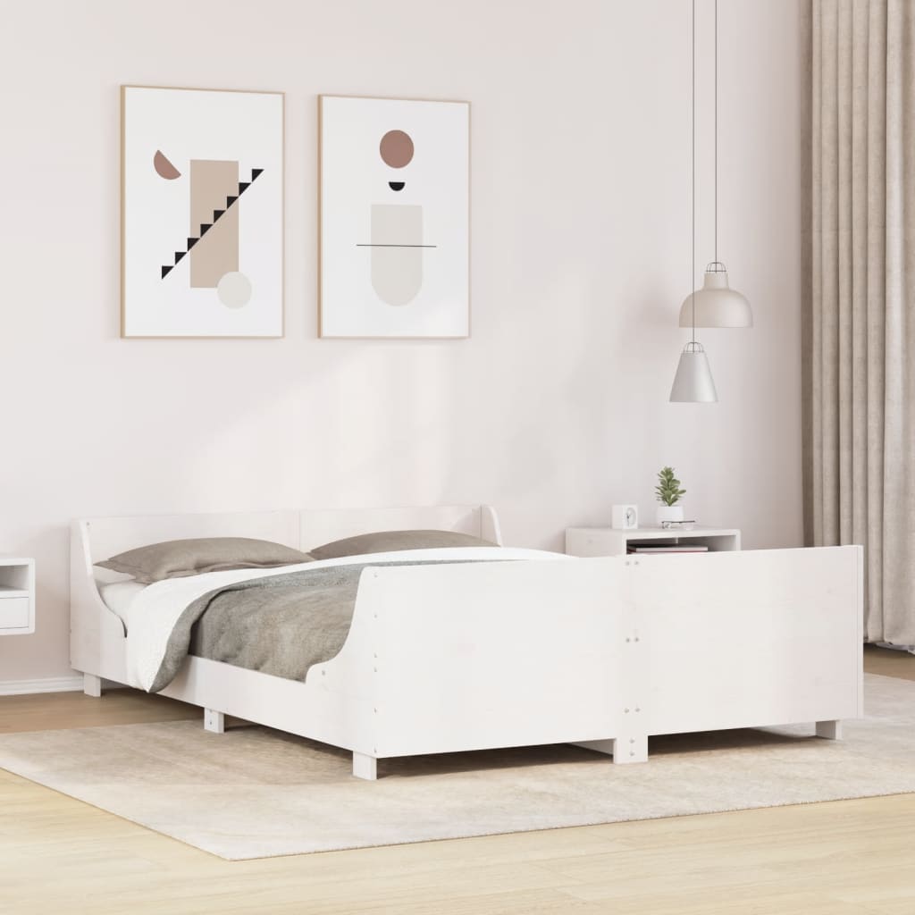 Cama sem colchão 135x190 cm madeira de pinho maciça branco