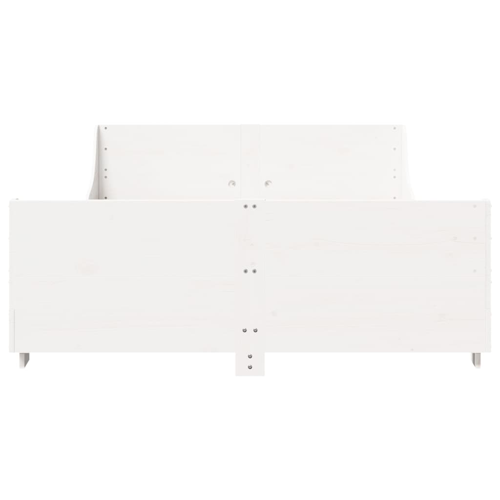 Cama sem colchão 135x190 cm madeira de pinho maciça branco