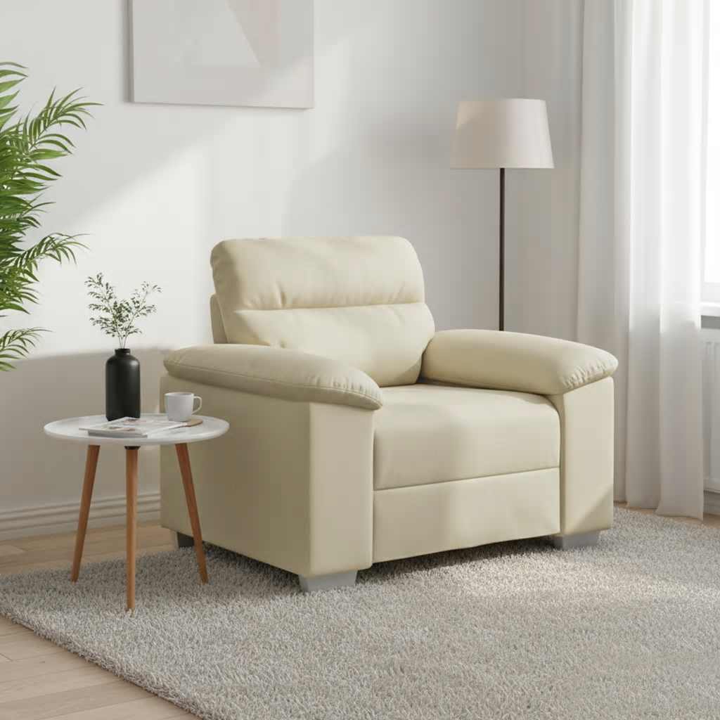 Poltrona 100x81x84 cm couro artificial creme