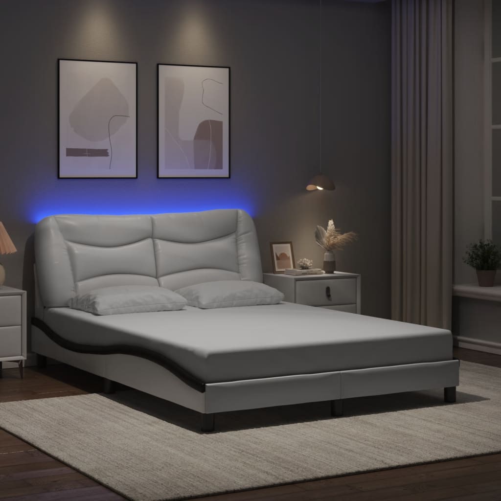 Estrutura de cama com LED sem colchão hvar 140x200cm branco/preto