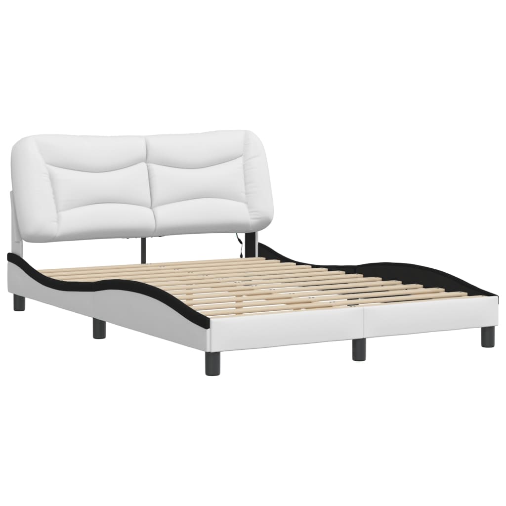Estrutura de cama com LED sem colchão hvar 140x200cm branco/preto