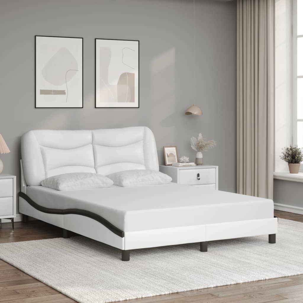 Estrutura de cama com LED sem colchão hvar 140x200cm branco/preto
