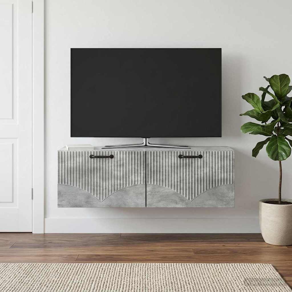 Gabinete de TV de parede cinzento cimento 98 x 31 x 30 cm