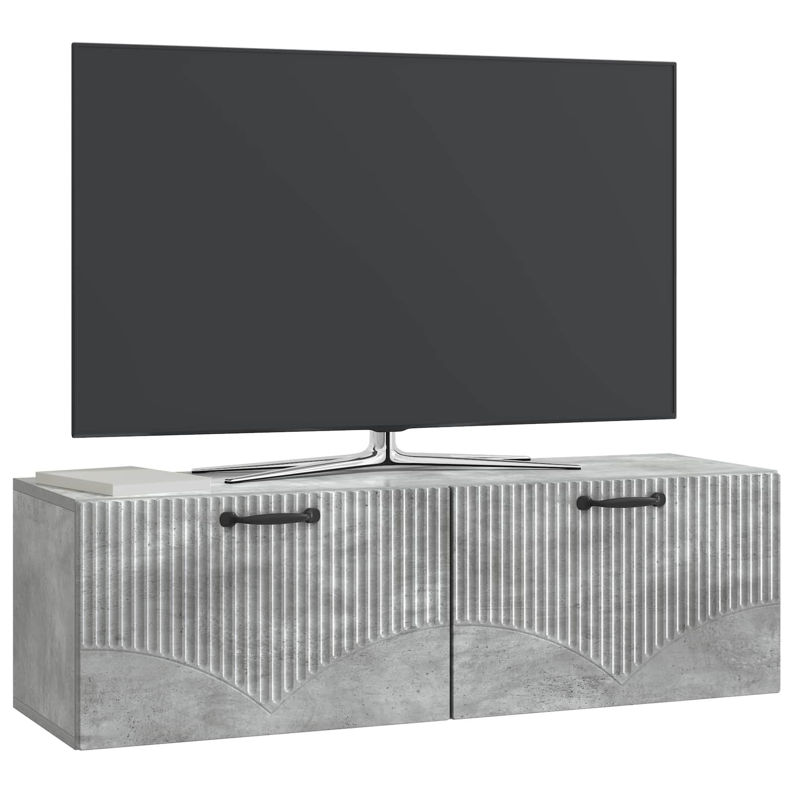 Gabinete de TV de parede cinzento cimento 98 x 31 x 30 cm