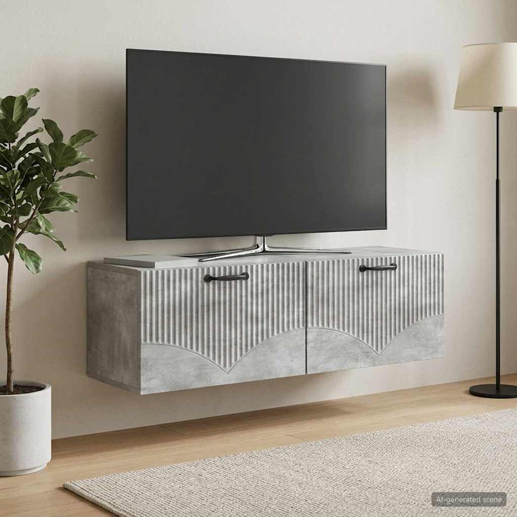 Gabinete de TV de parede cinzento cimento 98 x 31 x 30 cm