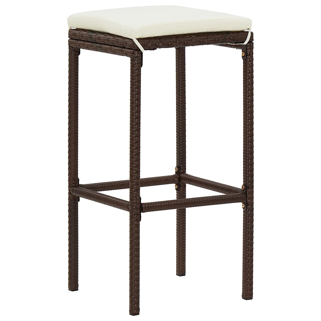 5 Pcs conjunto de bar p/ jardim acácia maciça/vime PE castanho