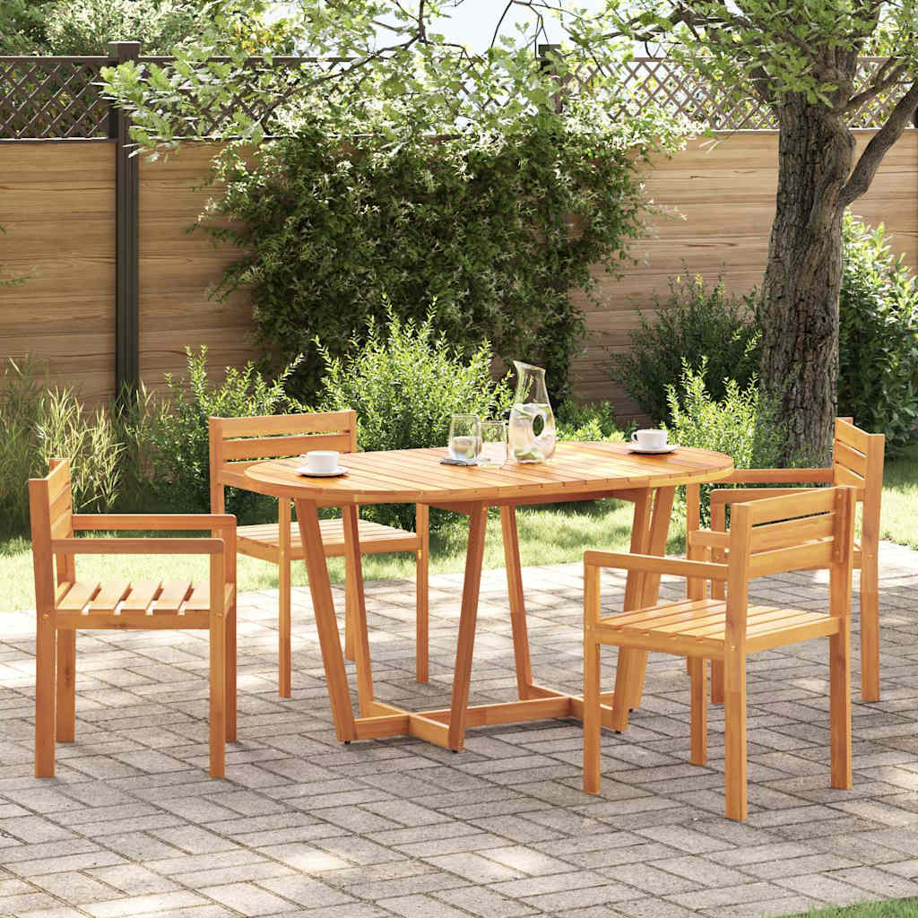 Mesa de jantar oval para jardim, 150x90x75 cm, madeira maciça de acácia