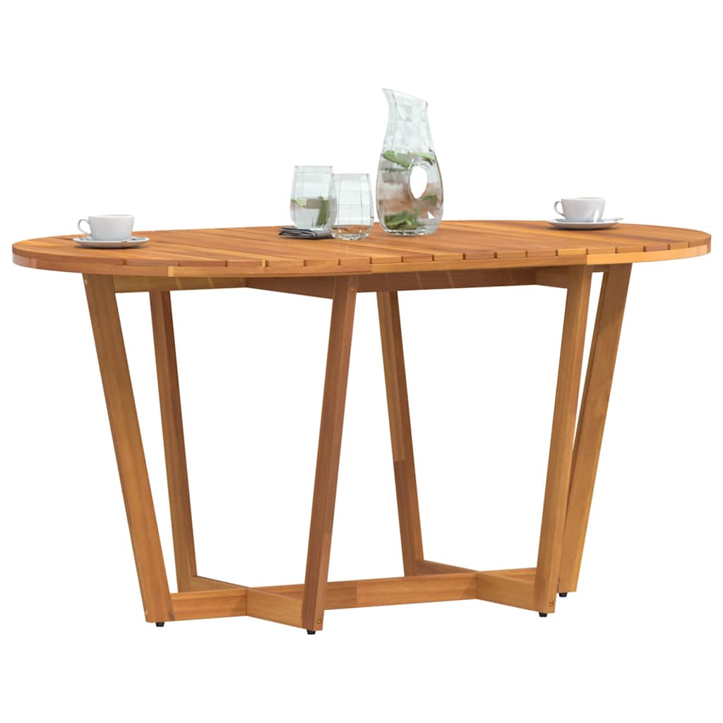 Mesa de jantar oval para jardim, 150x90x75 cm, madeira maciça de acácia