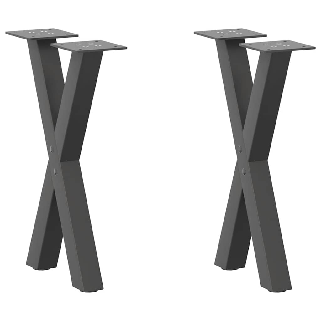 Pés para mesa de centro em formato de x, 2 peças, antracite, 28x(42-43) cm, aço