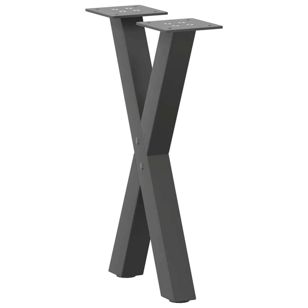 Pés para mesa de centro em formato de x, 2 peças, antracite, 28x(42-43) cm, aço