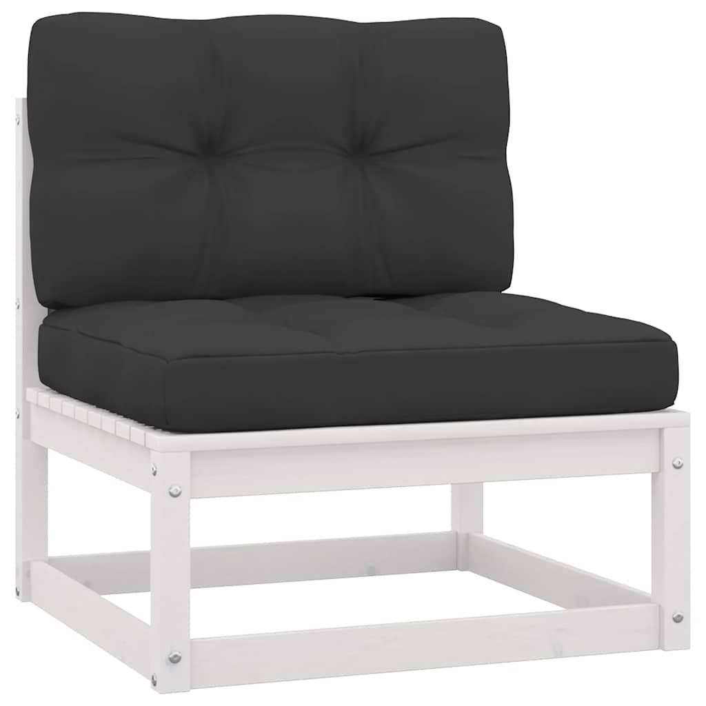 2 Pcs conj. lounge de jardim c/ almofadões pinho maciço branco