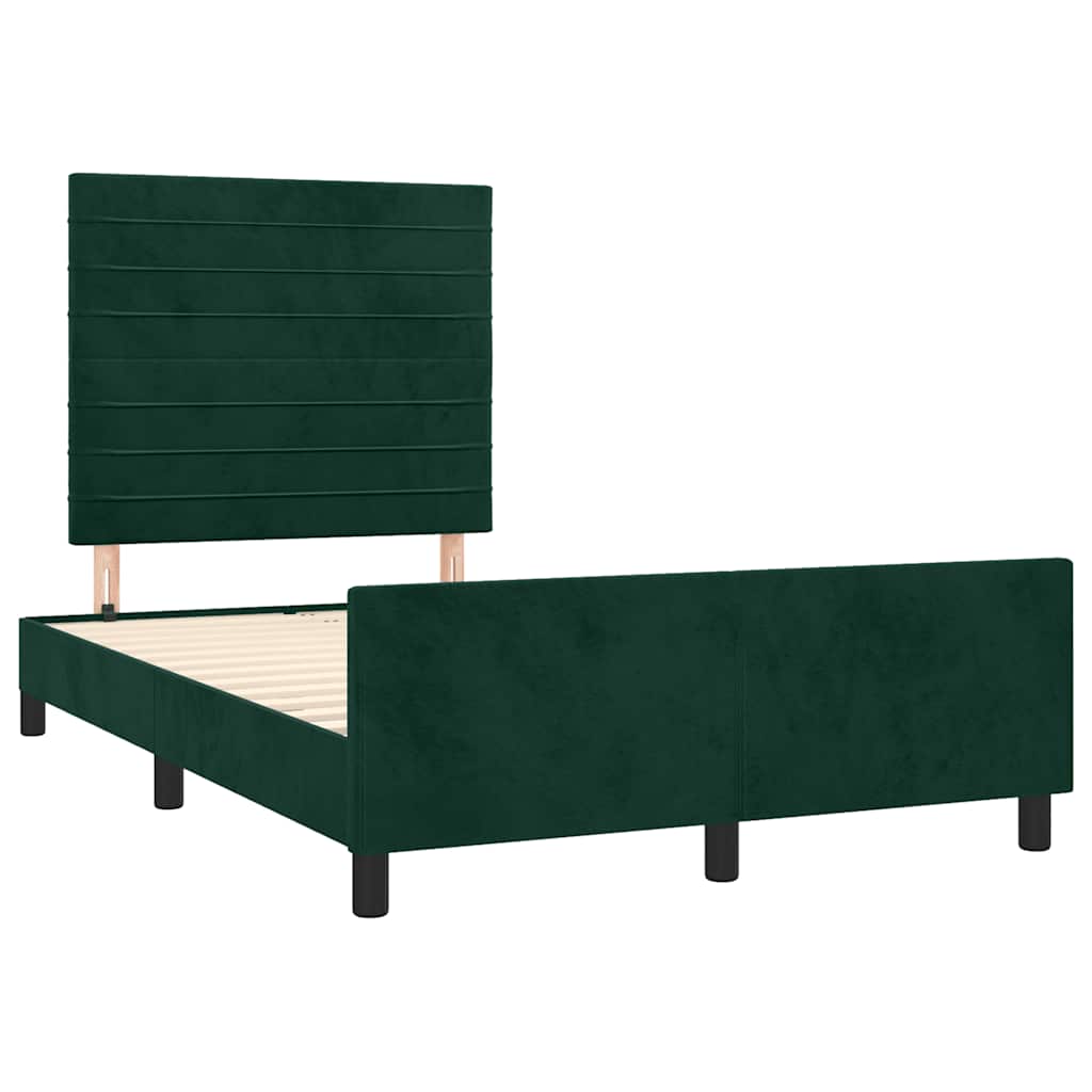Estrutura de cama sem colchão 120x200 cm veludo verde-escuro