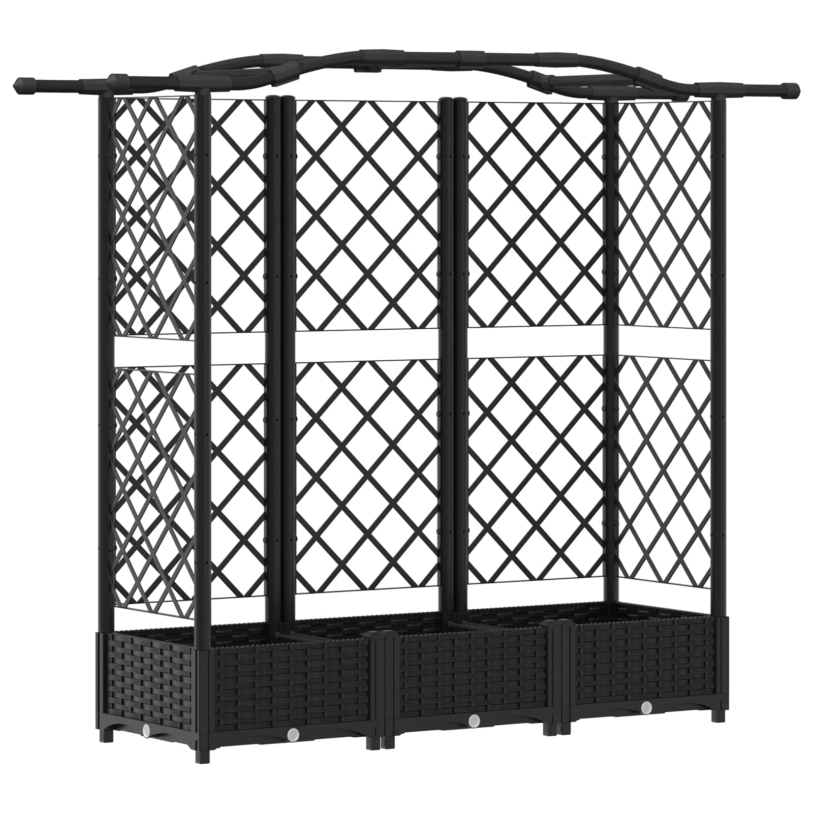 Cama elevada com treliça e telhado preto 163 x 40 x 123 cm PP