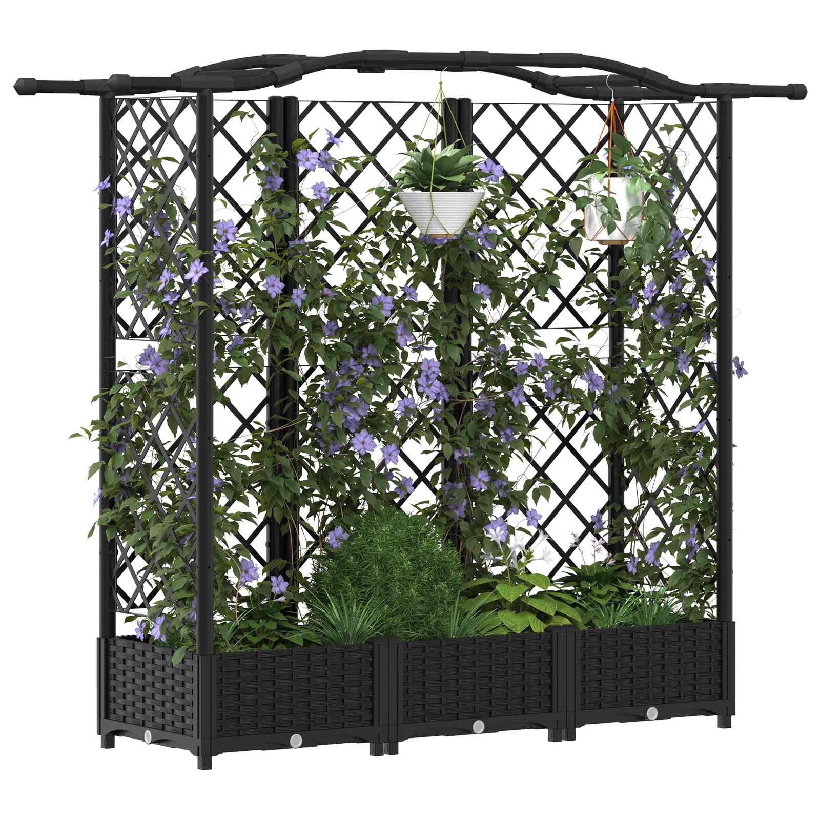 Cama elevada com treliça e telhado preto 163 x 40 x 123 cm PP