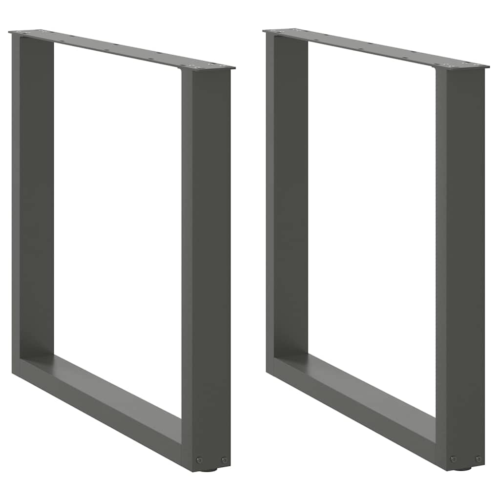 Pés para mesa de jantar em formato de u, 2 peças, antracite, 80x(72-73) cm, aço