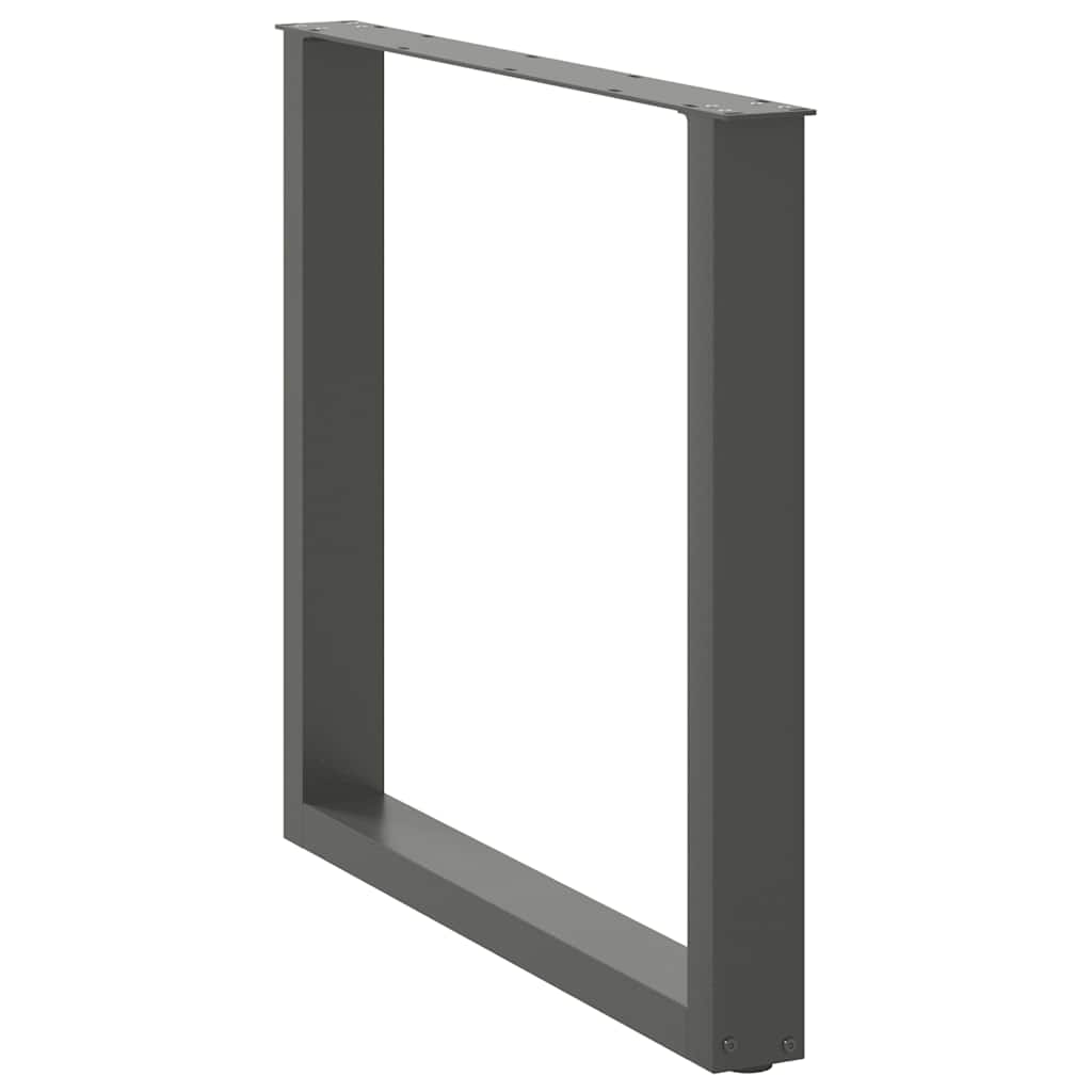 Pés para mesa de jantar em formato de u, 2 peças, antracite, 80x(72-73) cm, aço