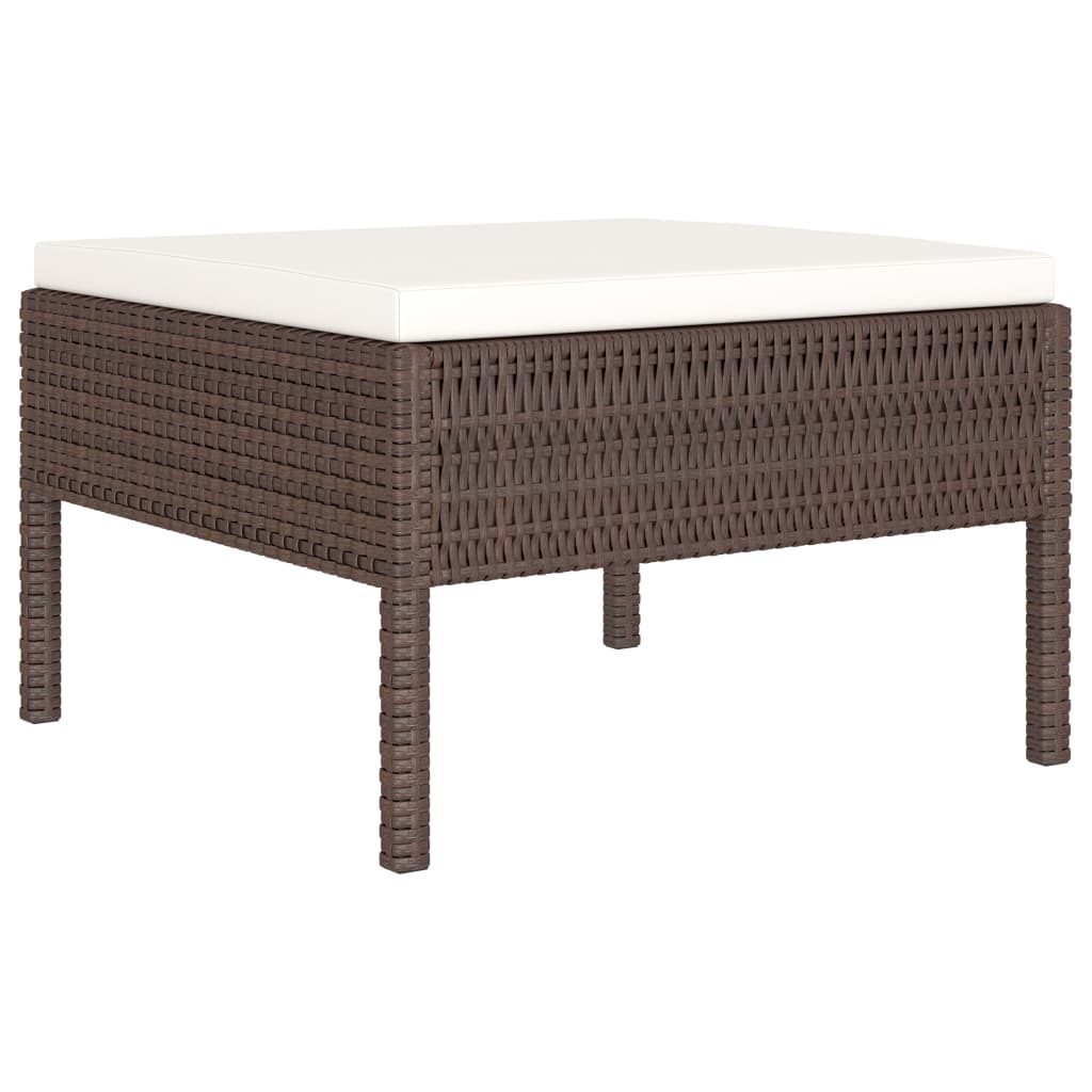 4 Pcs conjunto lounge jardim c/ almofadões vime PE castanho