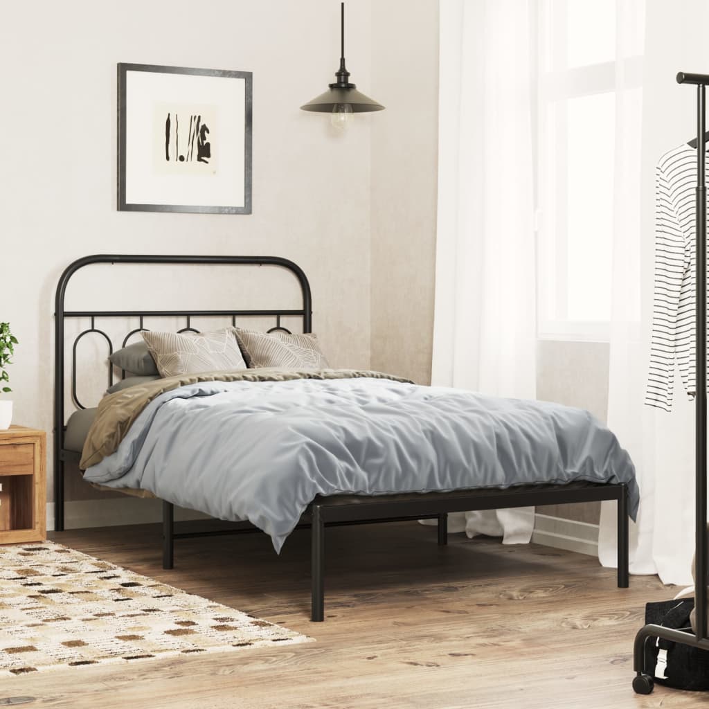 Estrutura de cama com cabeceira 107x203 cm metal preto