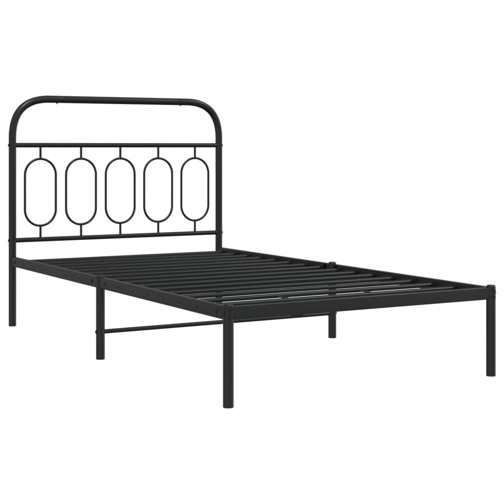 Estrutura de cama com cabeceira 107x203 cm metal preto