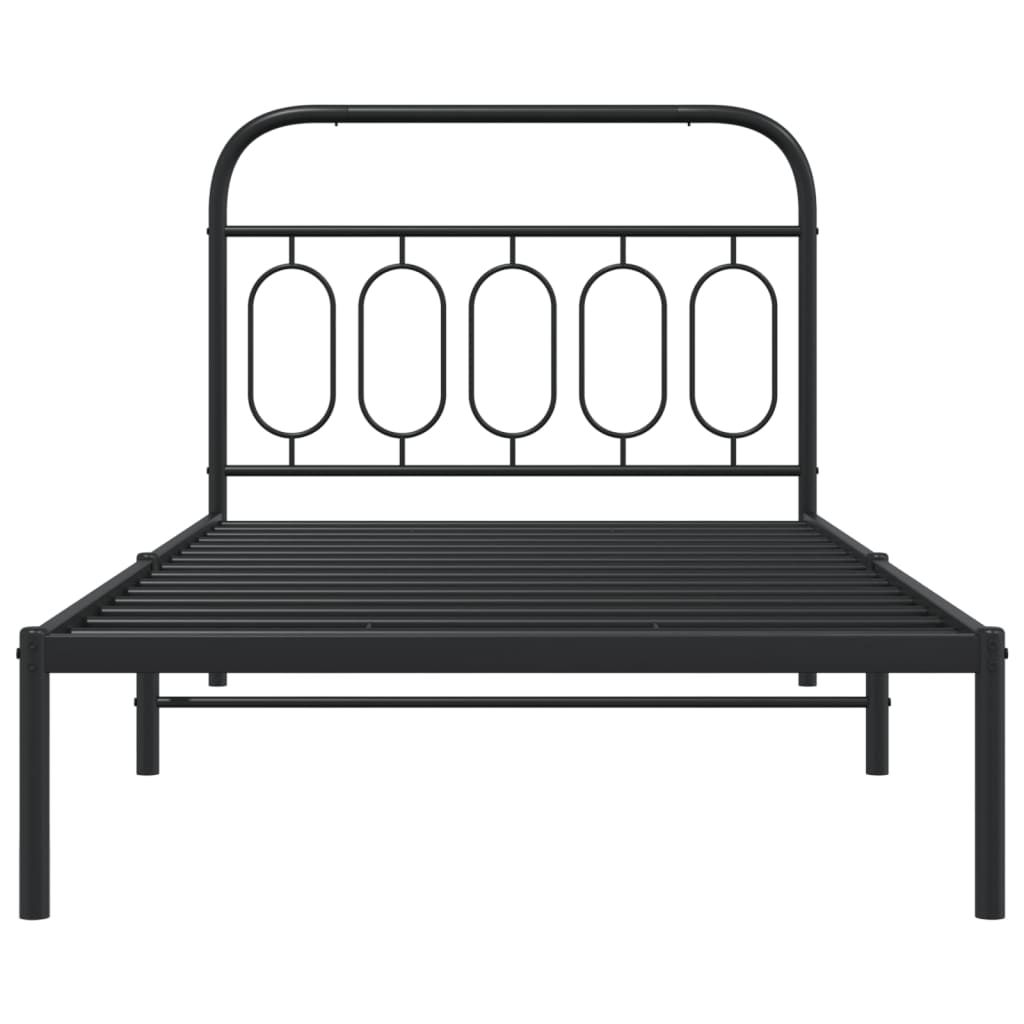 Estrutura de cama com cabeceira 107x203 cm metal preto