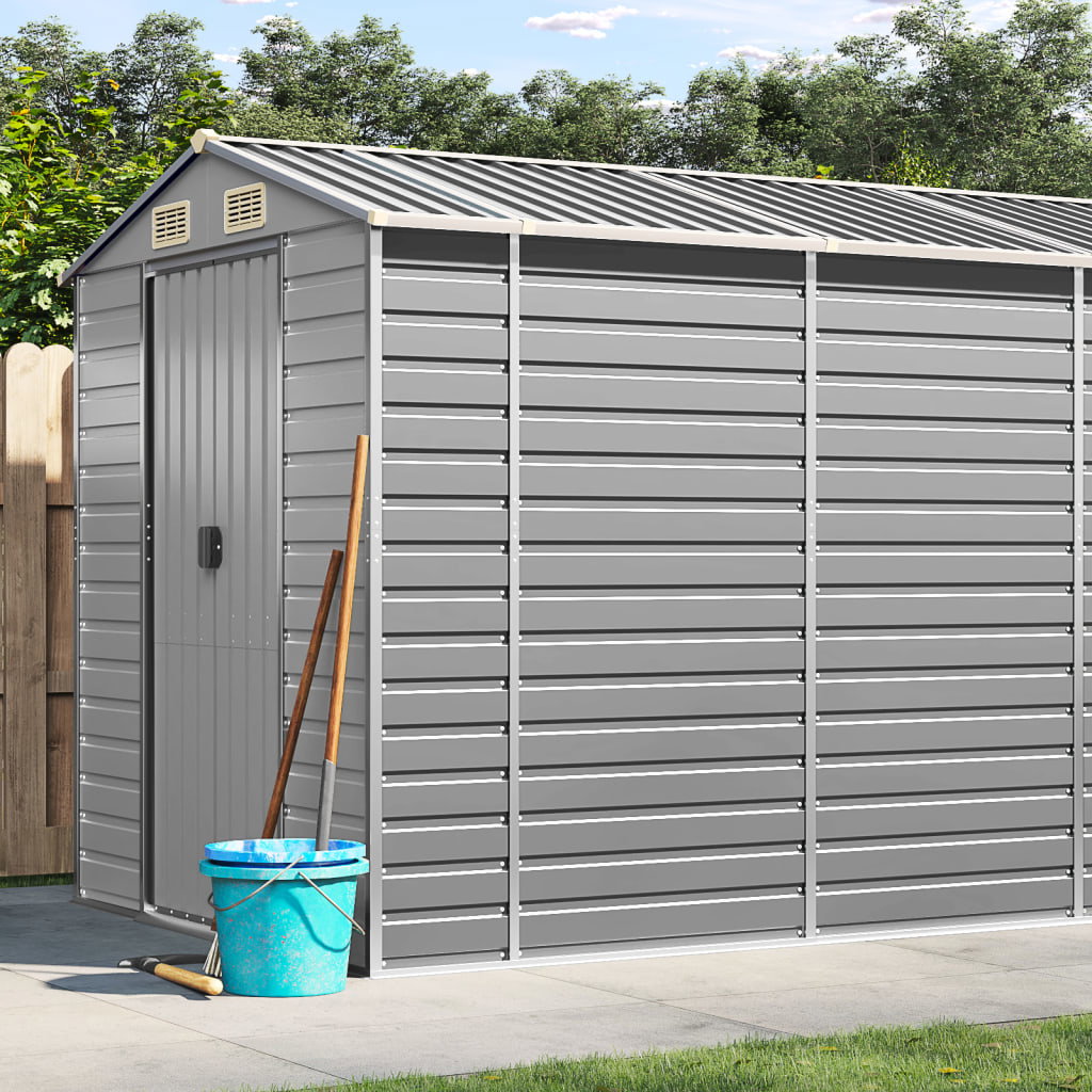 Abrigo de jardim cinza claro 191x810x198 cm aço galvanizado