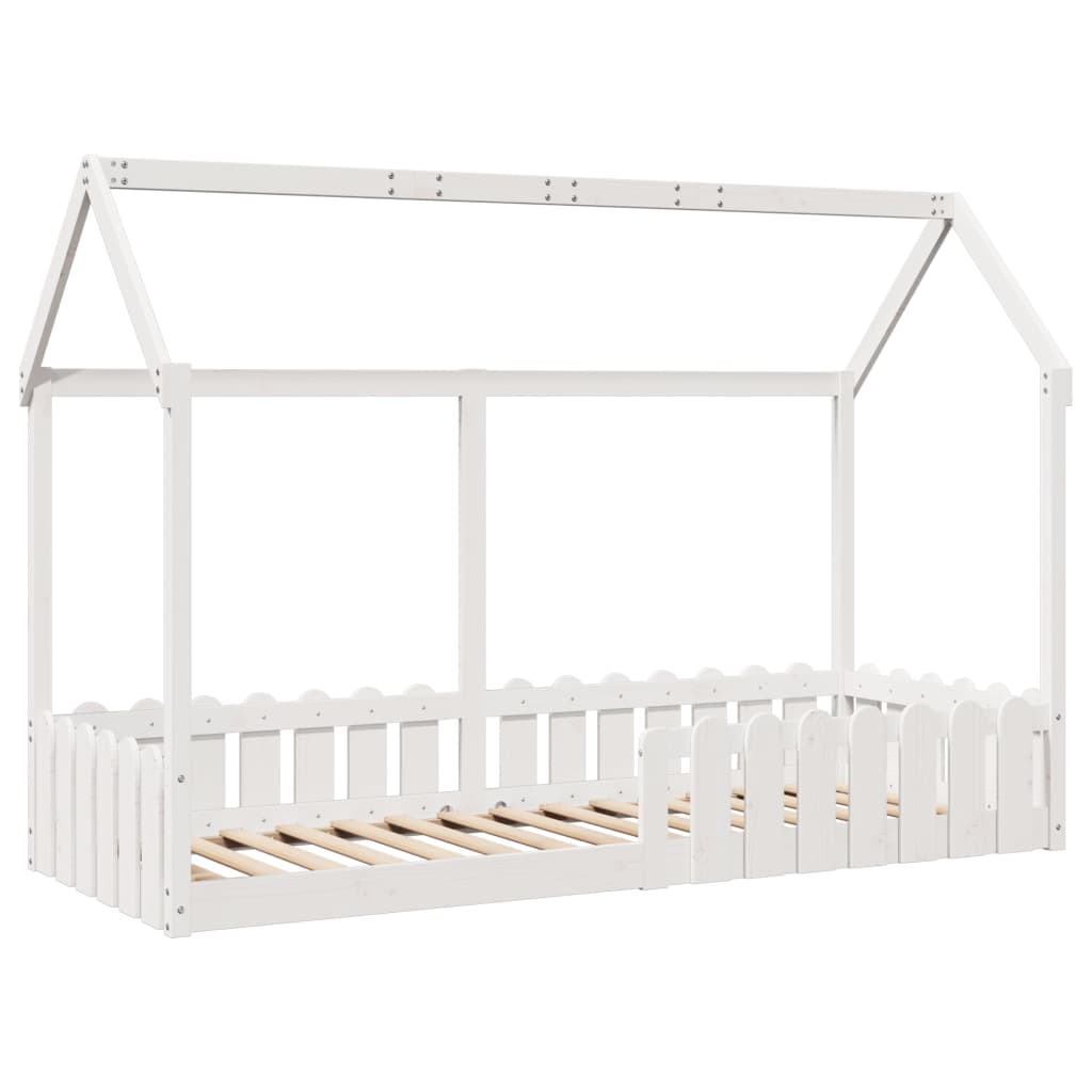 Cama infantil formato casa 80x200 cm pinho maciço branco