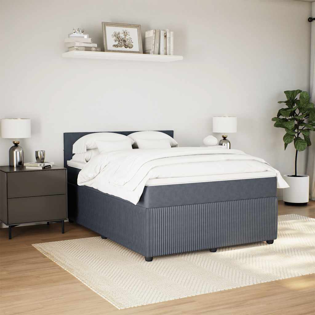 Cama com molas/colchão 160x200 cm veludo cinzento-escuro