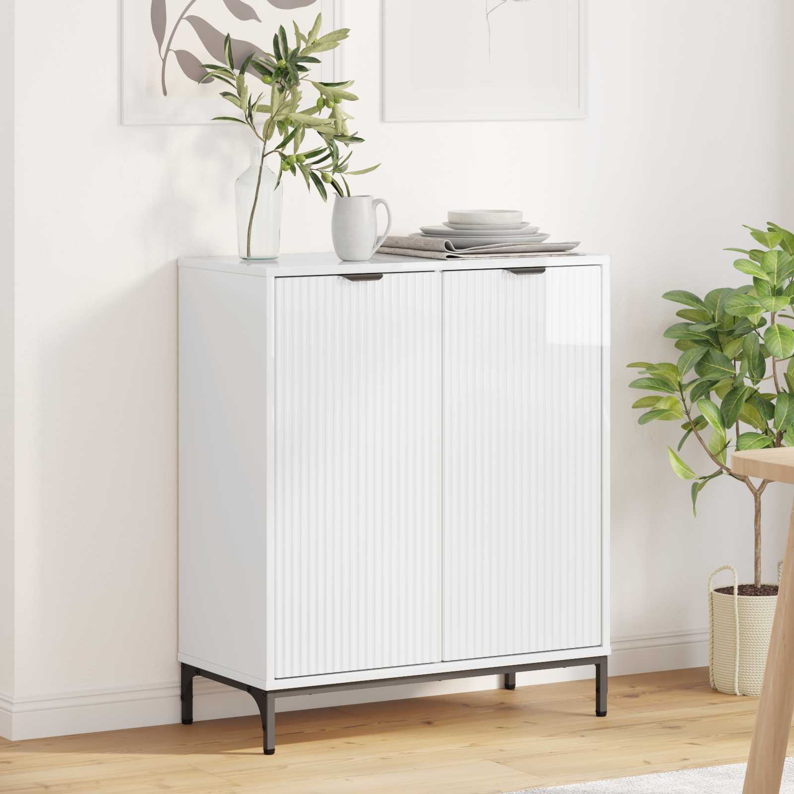 Buffet branco brilhante 69,5 x 33 x 82 cm derivados de madeira