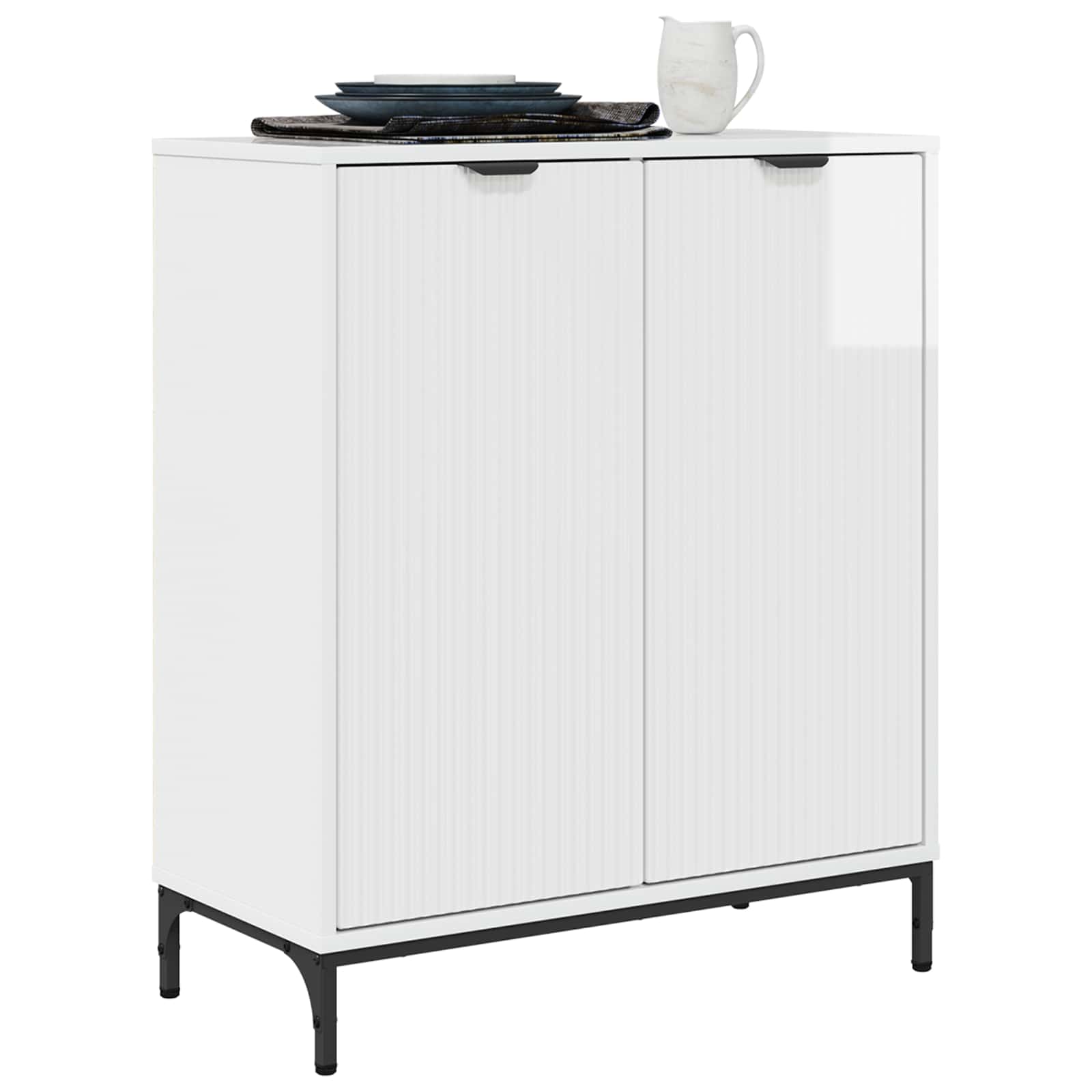 Buffet branco brilhante 69,5 x 33 x 82 cm derivados de madeira