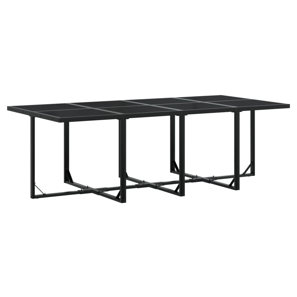 9 Pcs conj. de jantar para jardim c/ almofadões textilene preto
