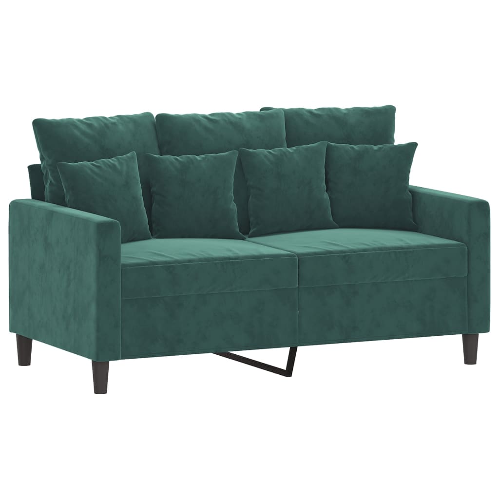 3 Pcs conjunto de sofás com almofadões veludo verde-escuro