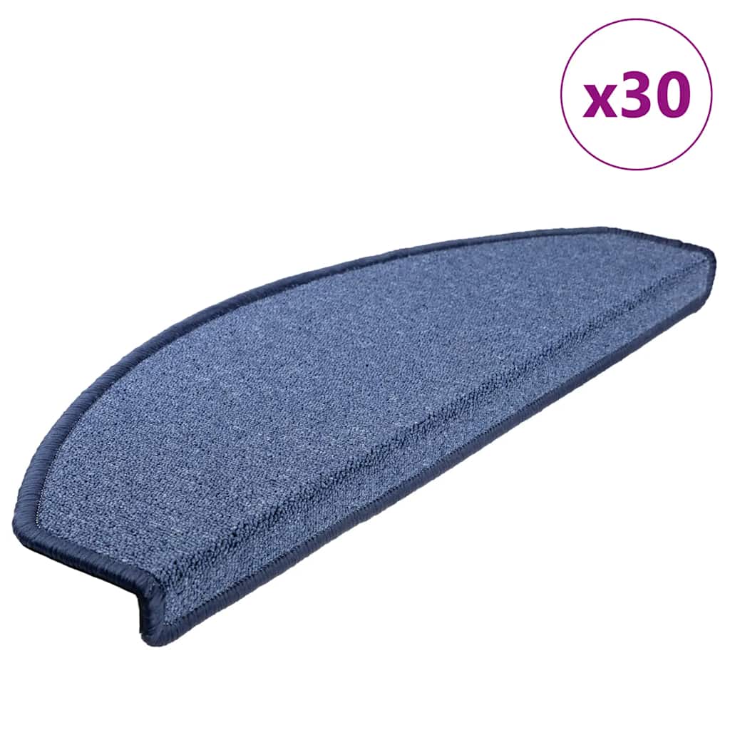 Tapetes de escada 30 peças 65x24x4 cm azul semicircular grande