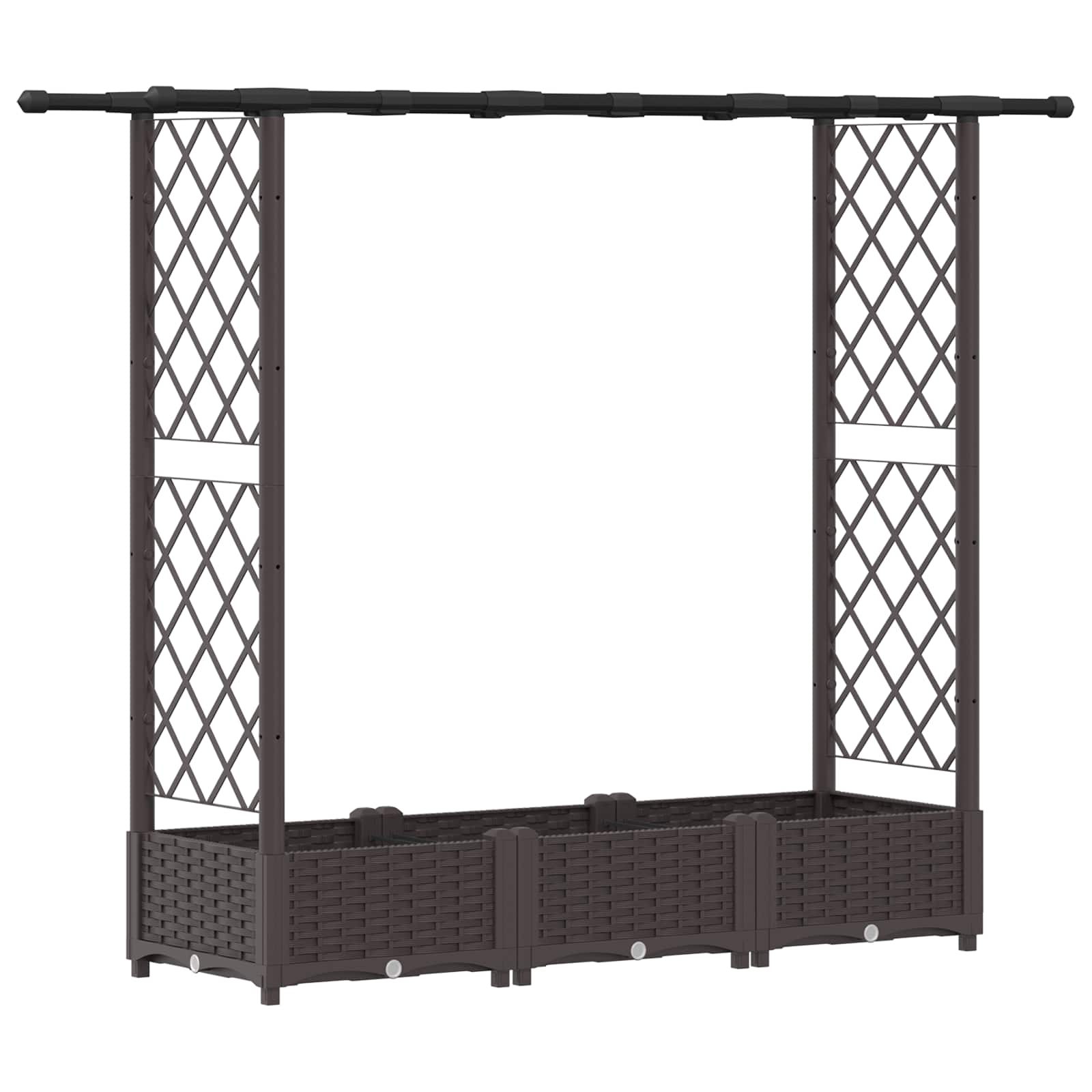 Cama elevada com treliça e telhado castanho 164 x 40 x 121 cm