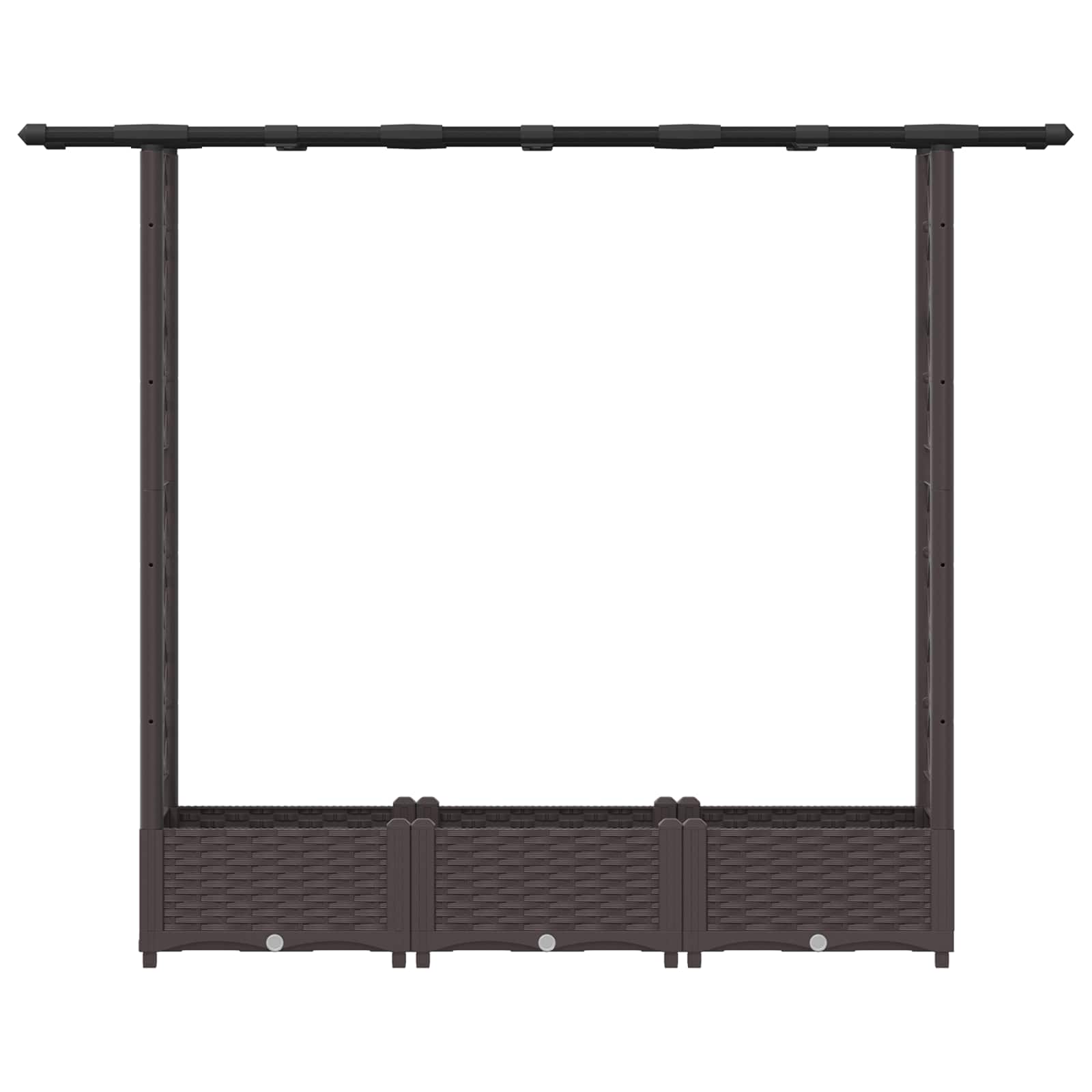 Cama elevada com treliça e telhado castanho 164 x 40 x 121 cm