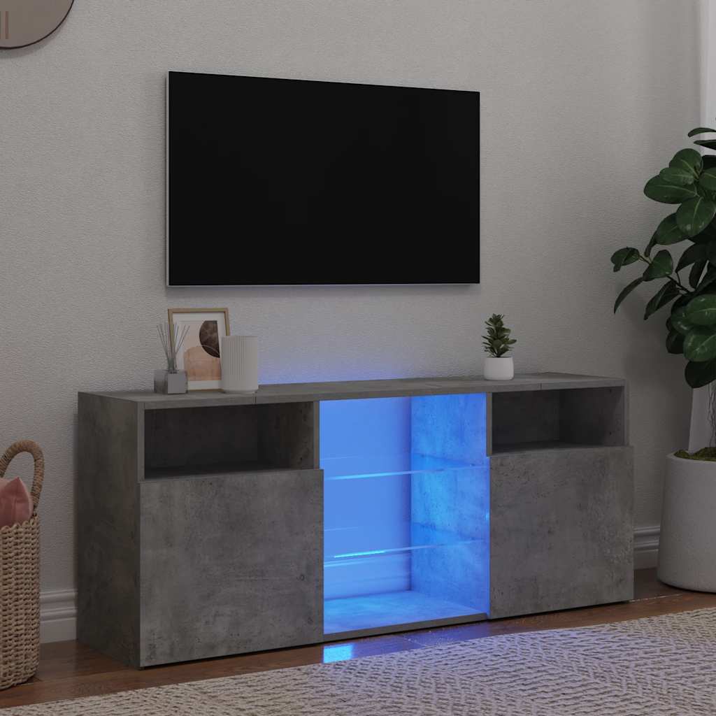 Móvel de TV com luzes LED 120x30x50 cm cinzento cimento