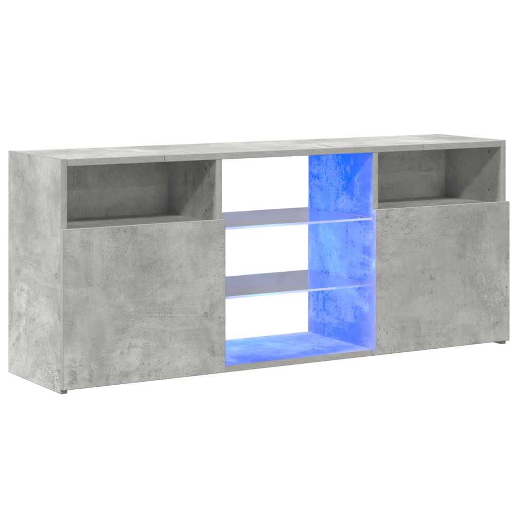 Móvel de TV com luzes LED 120x30x50 cm cinzento cimento