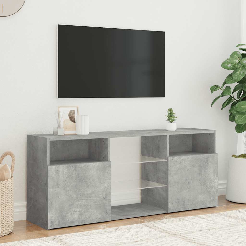 Móvel de TV com luzes LED 120x30x50 cm cinzento cimento