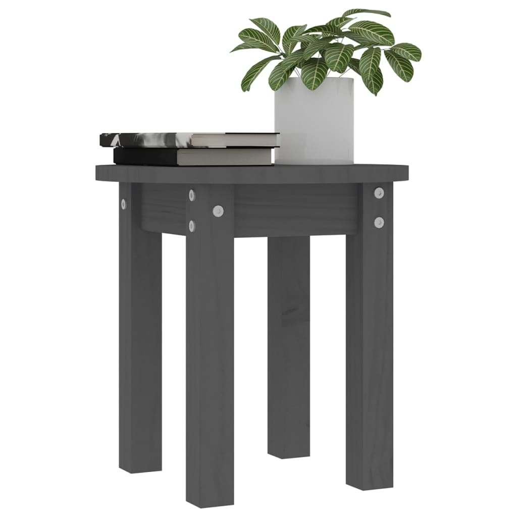 Mesa de centro ø 35x35 cm madeira de pinho maciça cinzento