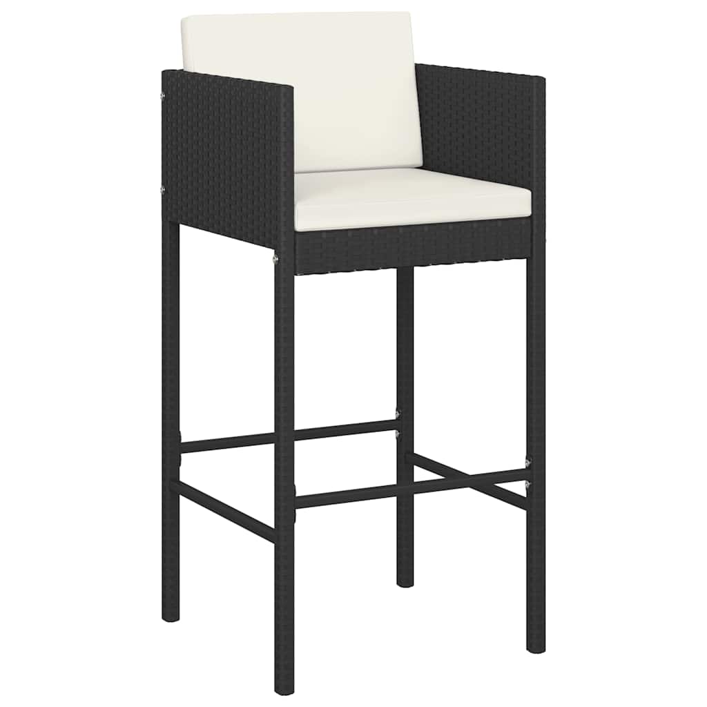 5 Pcs conjunto de bar p/ jardim c/ almofadões vime PE preto