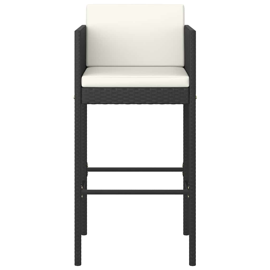 5 Pcs conjunto de bar p/ jardim c/ almofadões vime PE preto