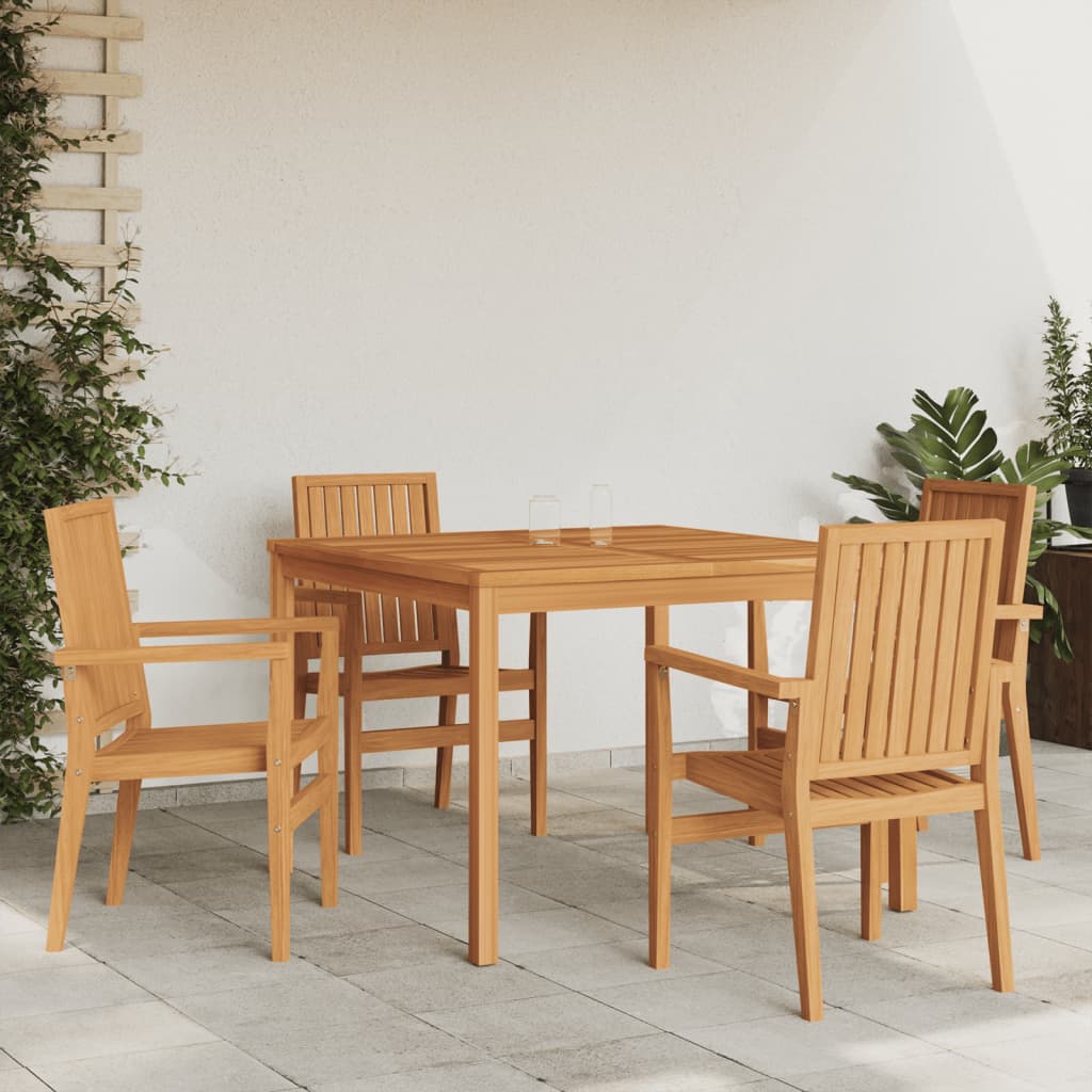 5 Pcs conjunto de jantar p/ jardim madeira de teca maciça